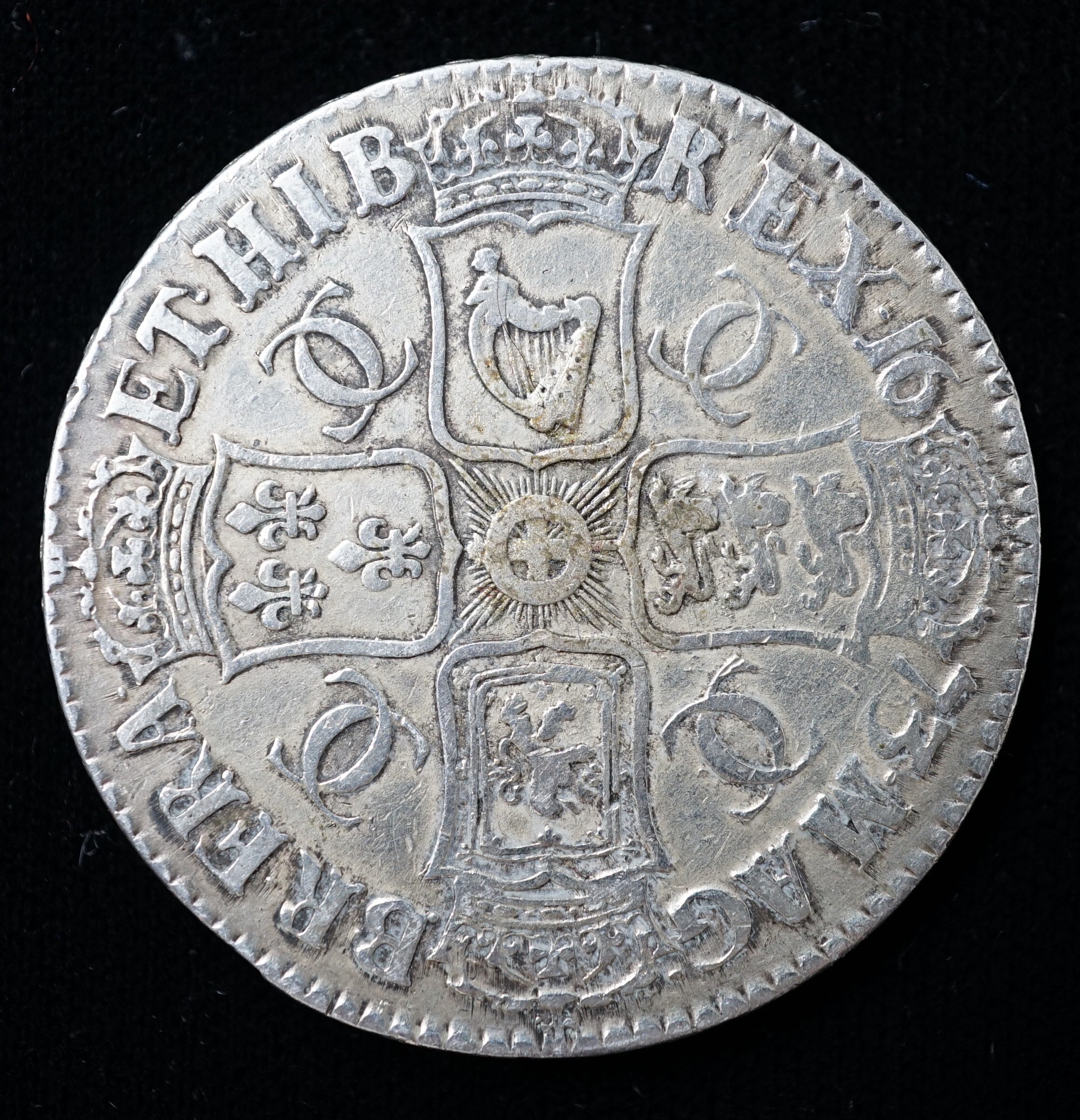 A Charles II crown, 1684, about VF